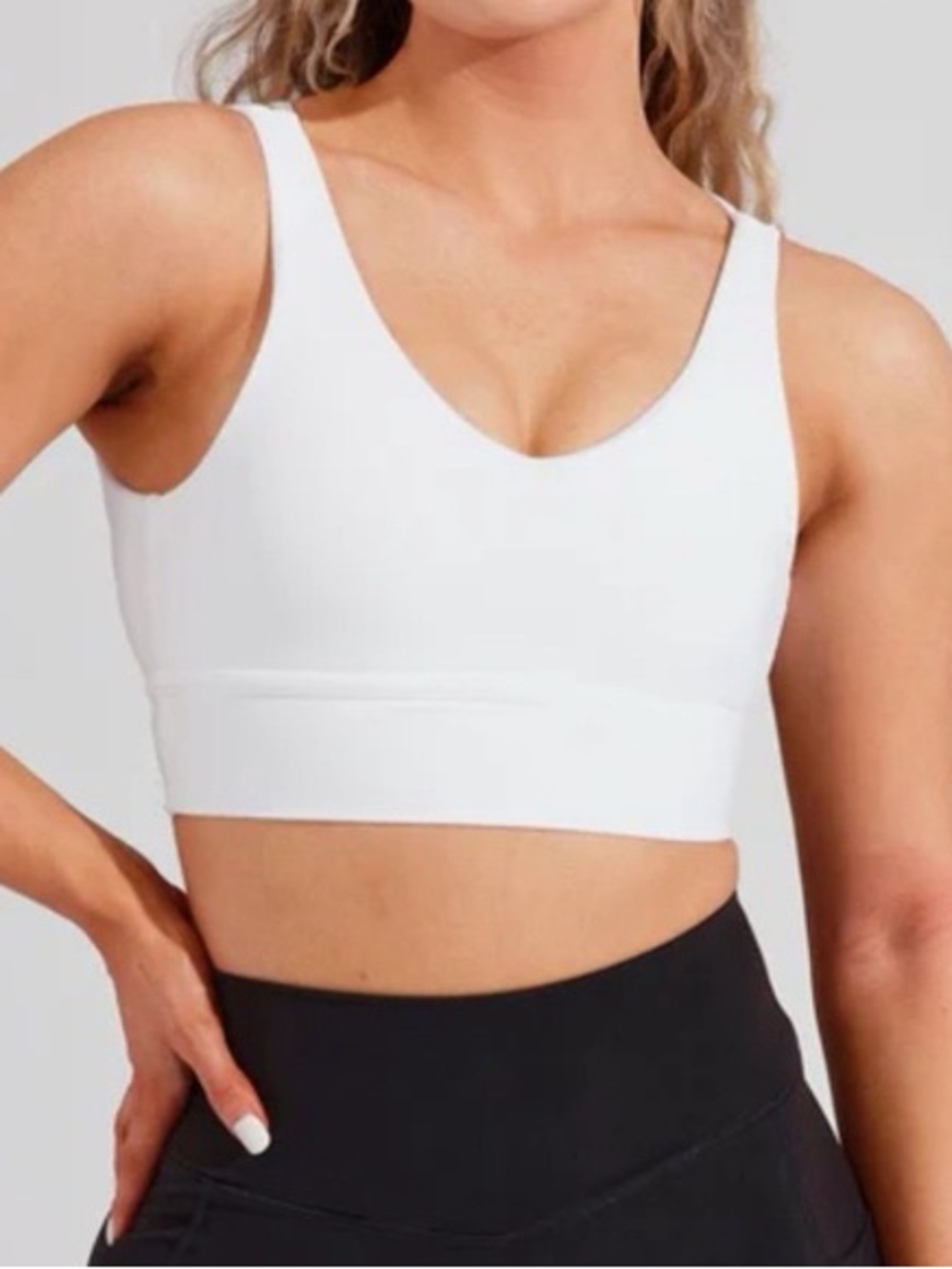 BuffBunny V-Neck Sports Bralette - White